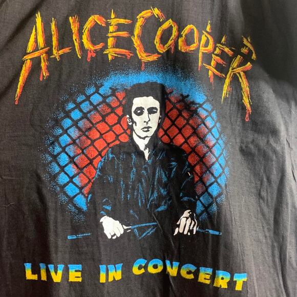 80’s ALICE COOPER Live In Concert single stitch double sided graphic tee shirt L - Picture 1 of 7